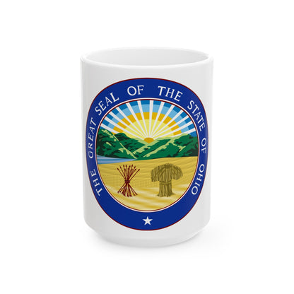 Seal of Ohio - White Coffee Mug-15oz-The Sticker Space