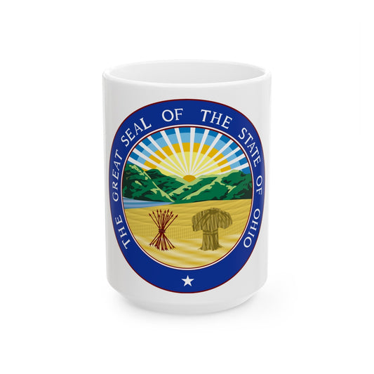 Seal of Ohio - White Coffee Mug-15oz-The Sticker Space