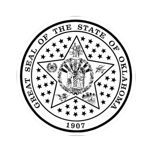 Seal of Oklahoma BW (United States) STICKER Vinyl Kiss-Cut Decal 2 Inch White - The Sticker Space