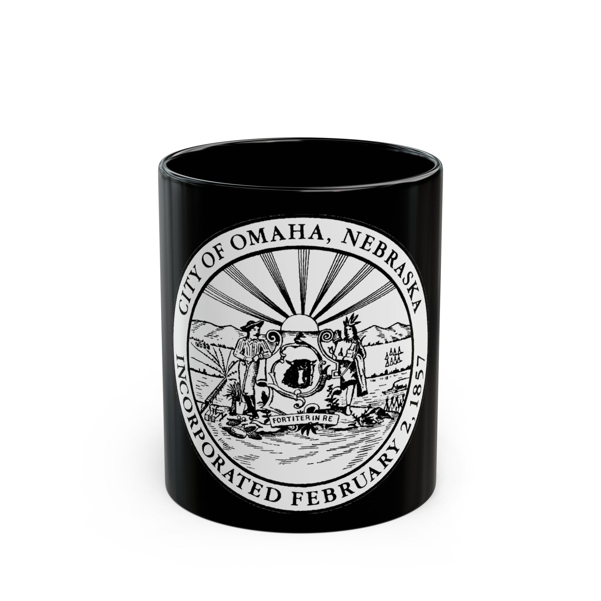 Seal of Omaha Nebraska - Black Coffee Mug-11oz-The Sticker Space