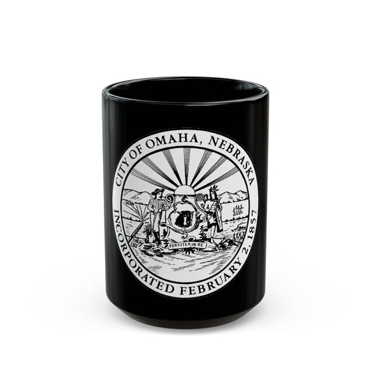 Seal of Omaha Nebraska - Black Coffee Mug-15oz-The Sticker Space