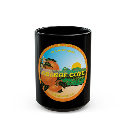 Seal of Orange Cove California - Black Coffee Mug-15oz-The Sticker Space