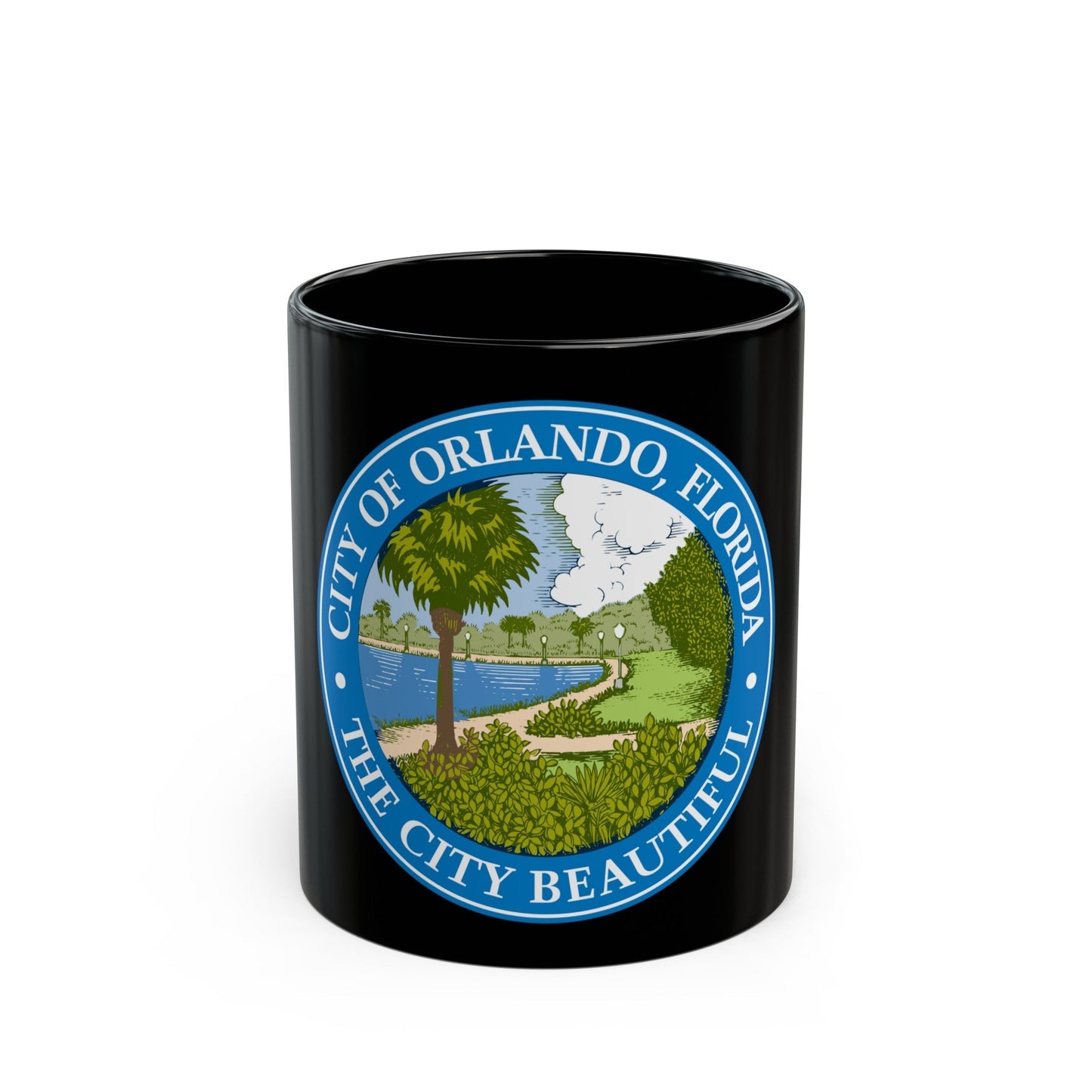 Seal of Orlando Florida - Black Coffee Mug-11oz-The Sticker Space