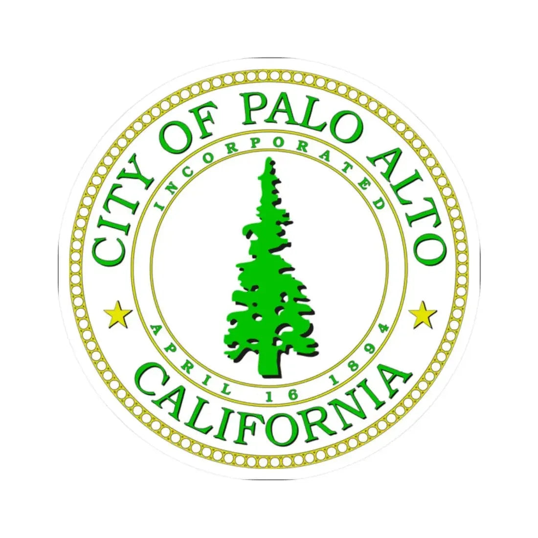 Seal of Palo Alto California - STICKER Vinyl Kiss-Cut Decal 2 Inch White - The Sticker Space