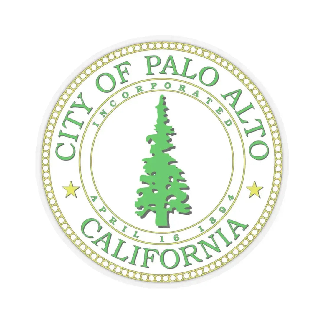Seal of Palo Alto California - STICKER Vinyl Kiss-Cut Decal 3 Inch Transparent - The Sticker Space