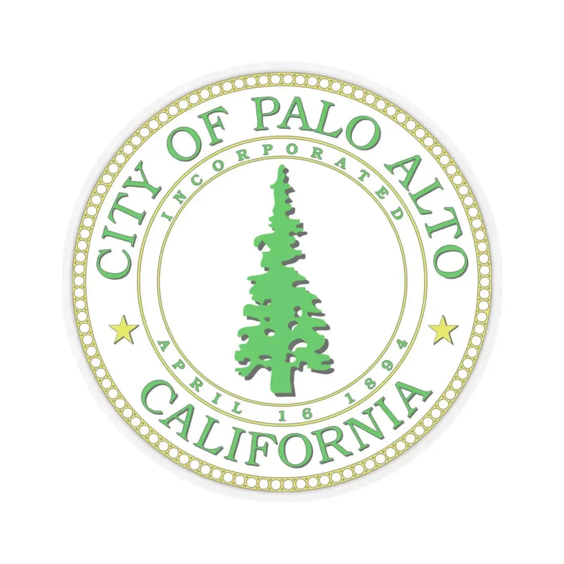 Seal of Palo Alto California - STICKER Vinyl Kiss-Cut Decal 4 Inch Transparent - The Sticker Space