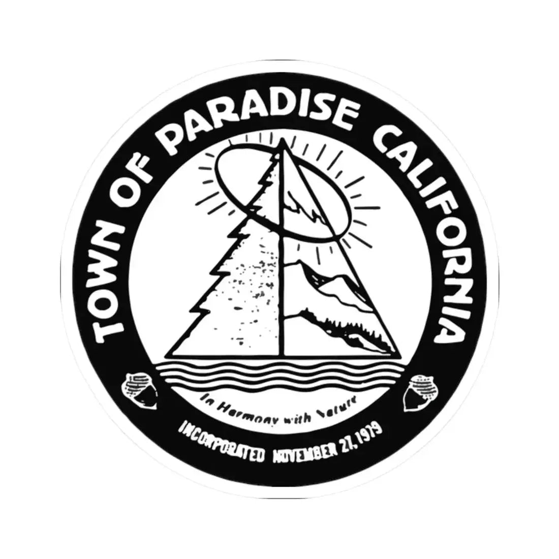 Seal of Paradise California (United States) STICKER Vinyl Kiss-Cut Decal 2 Inch White - The Sticker Space