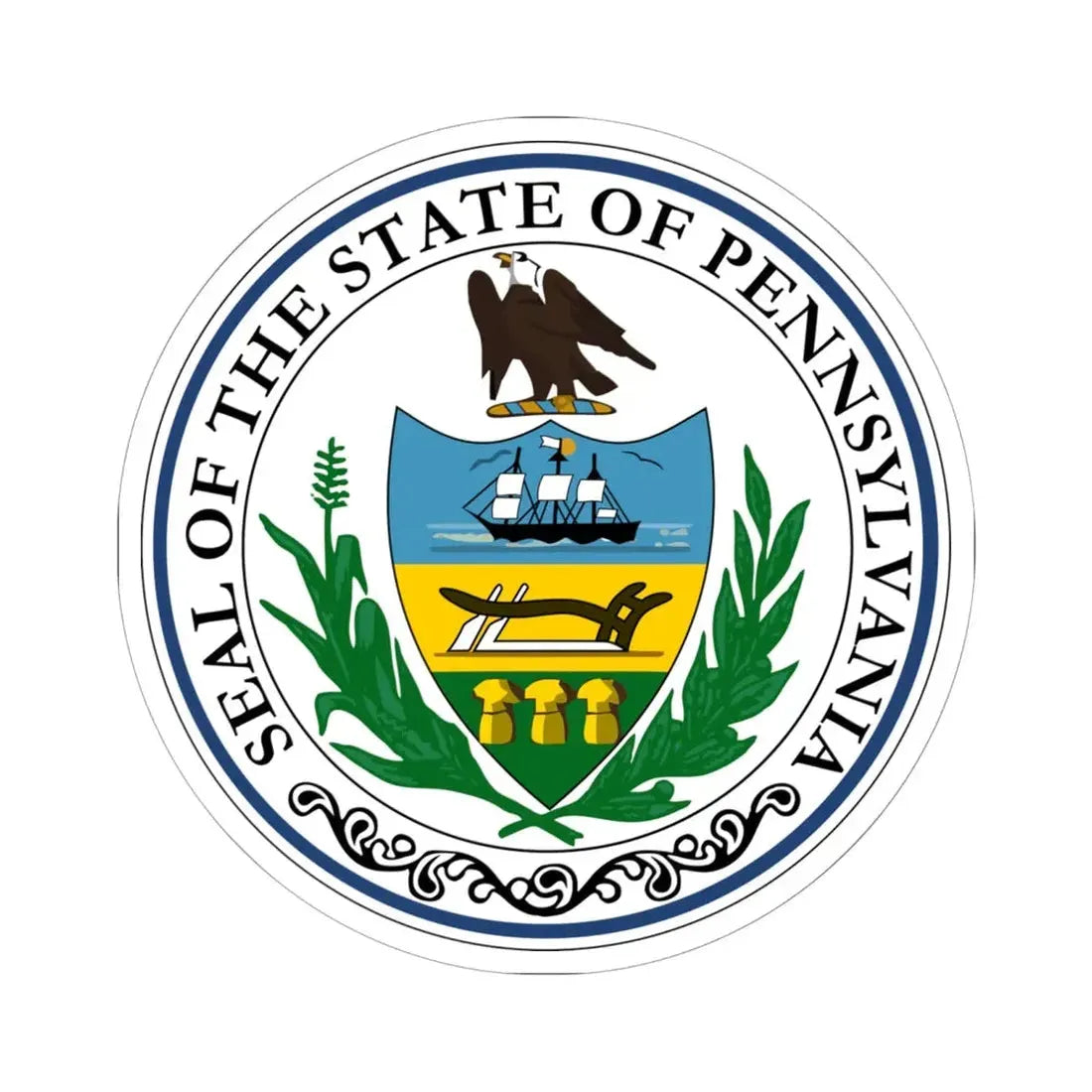 Seal of Pennsylvania (United States) STICKER Vinyl Kiss-Cut Decal 6 Inch White - The Sticker Space