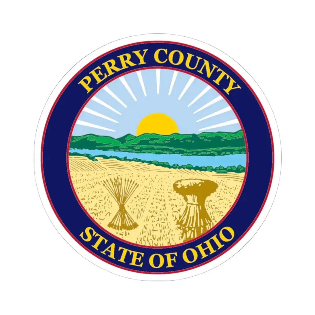 Seal of Perry County Ohio (United States) STICKER Vinyl Kiss-Cut Decal 4 Inch White - The Sticker Space