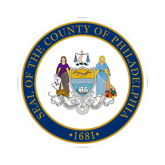 Seal of Philadelphia County Pennsylvania (United States) STICKER Vinyl Kiss-Cut Decal 2 Inch White - The Sticker Space