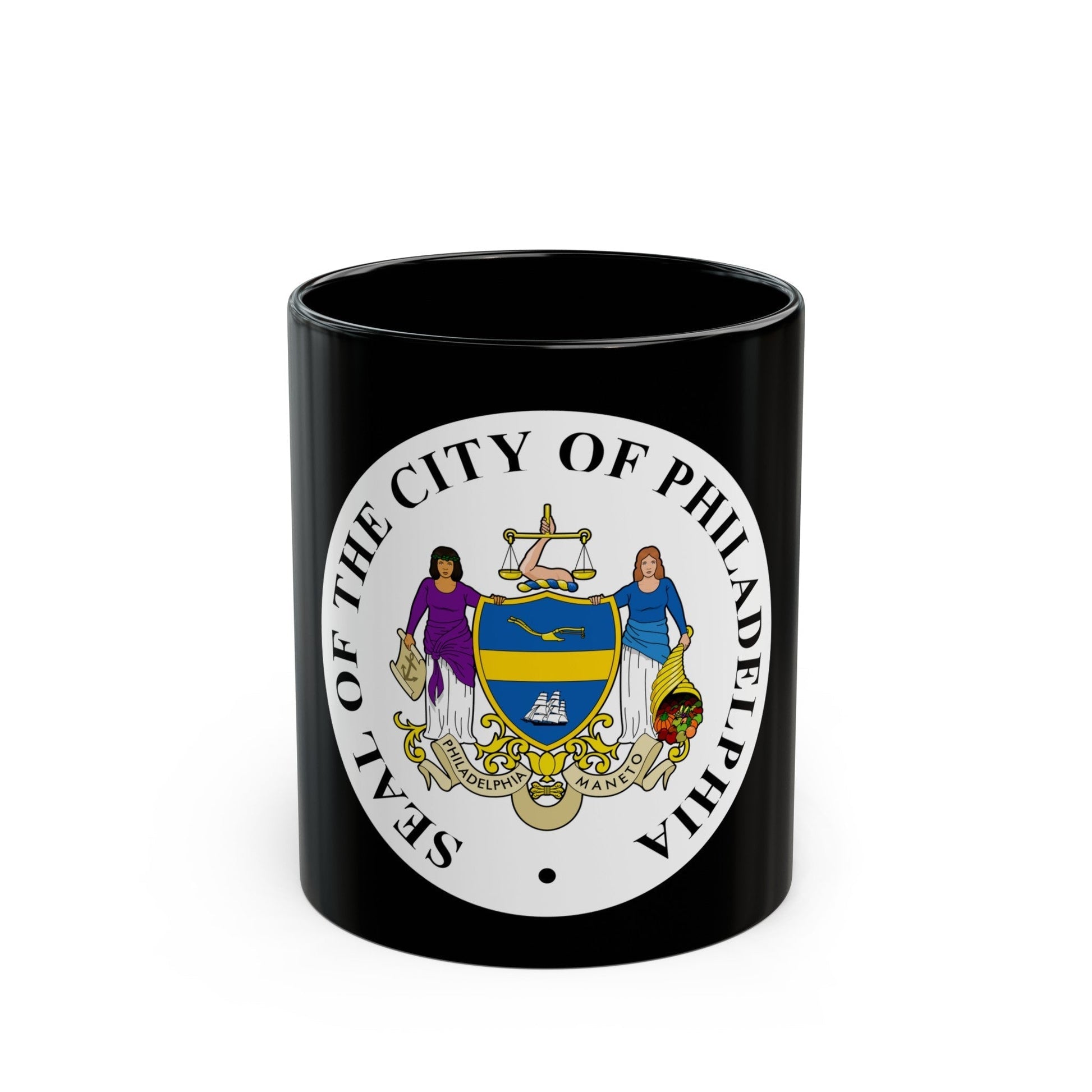 Seal of Philadelphia Pennsylvania - Black Coffee Mug-11oz-The Sticker Space