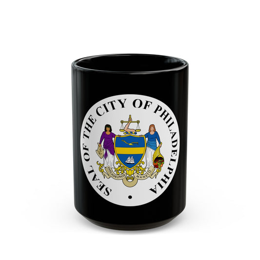 Seal of Philadelphia Pennsylvania - Black Coffee Mug-15oz-The Sticker Space