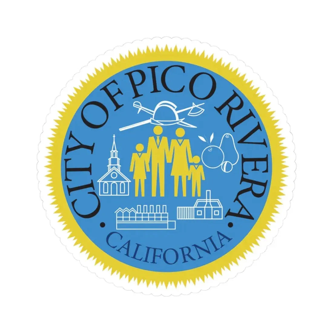 Seal of Pico Rivera California (United States) STICKER Vinyl Kiss-Cut Decal 3 Inch White - The Sticker Space