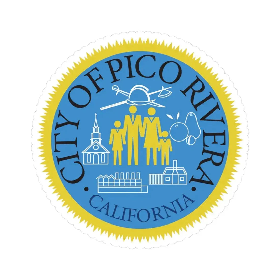 Seal of Pico Rivera California (United States) STICKER Vinyl Kiss-Cut Decal 4 Inch White - The Sticker Space