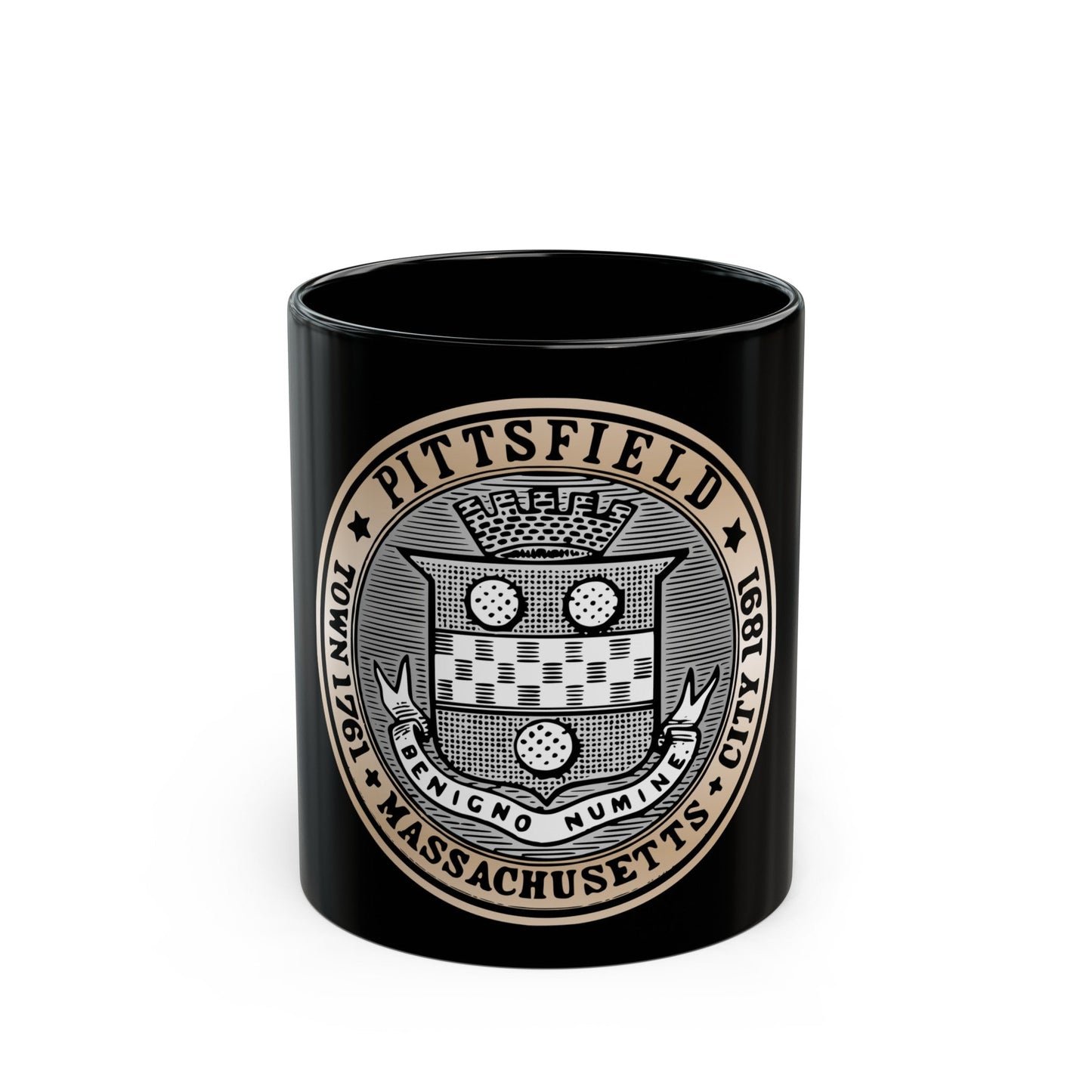 Seal of Pittsfield Massachusetts - Black Coffee Mug-11oz-The Sticker Space