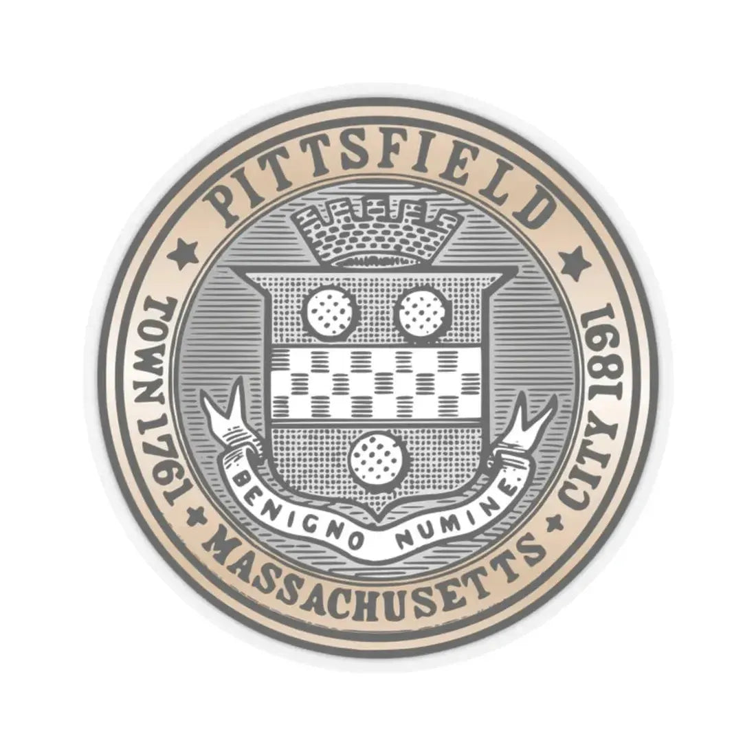 Seal of Pittsfield Massachusetts - STICKER Vinyl Kiss-Cut Decal 2 Inch Transparent - The Sticker Space
