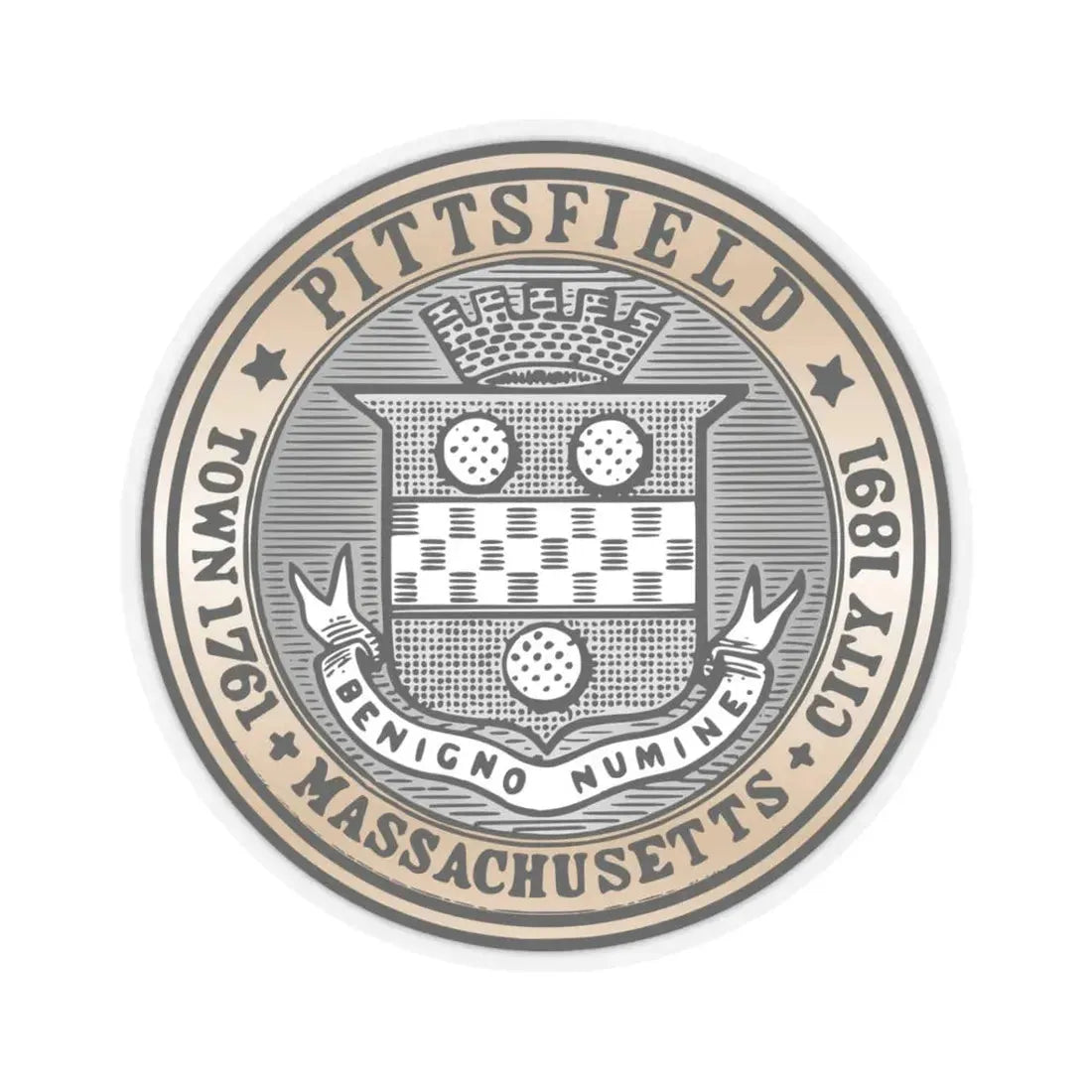 Seal of Pittsfield Massachusetts - STICKER Vinyl Kiss-Cut Decal 3 Inch Transparent - The Sticker Space