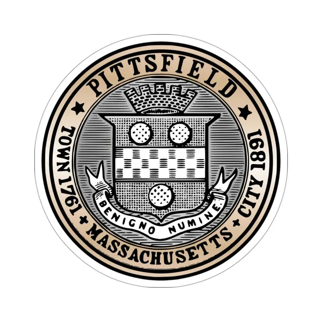 Seal of Pittsfield Massachusetts USA STICKER Vinyl Die-Cut Decal 3 Inch - The Sticker Space