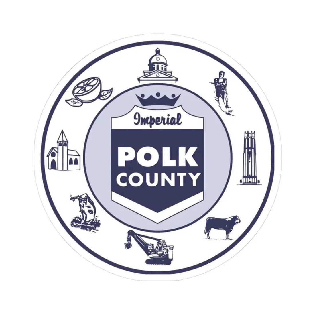 Seal of Polk County Florida (United States) STICKER Vinyl Kiss-Cut Decal 3 Inch White - The Sticker Space