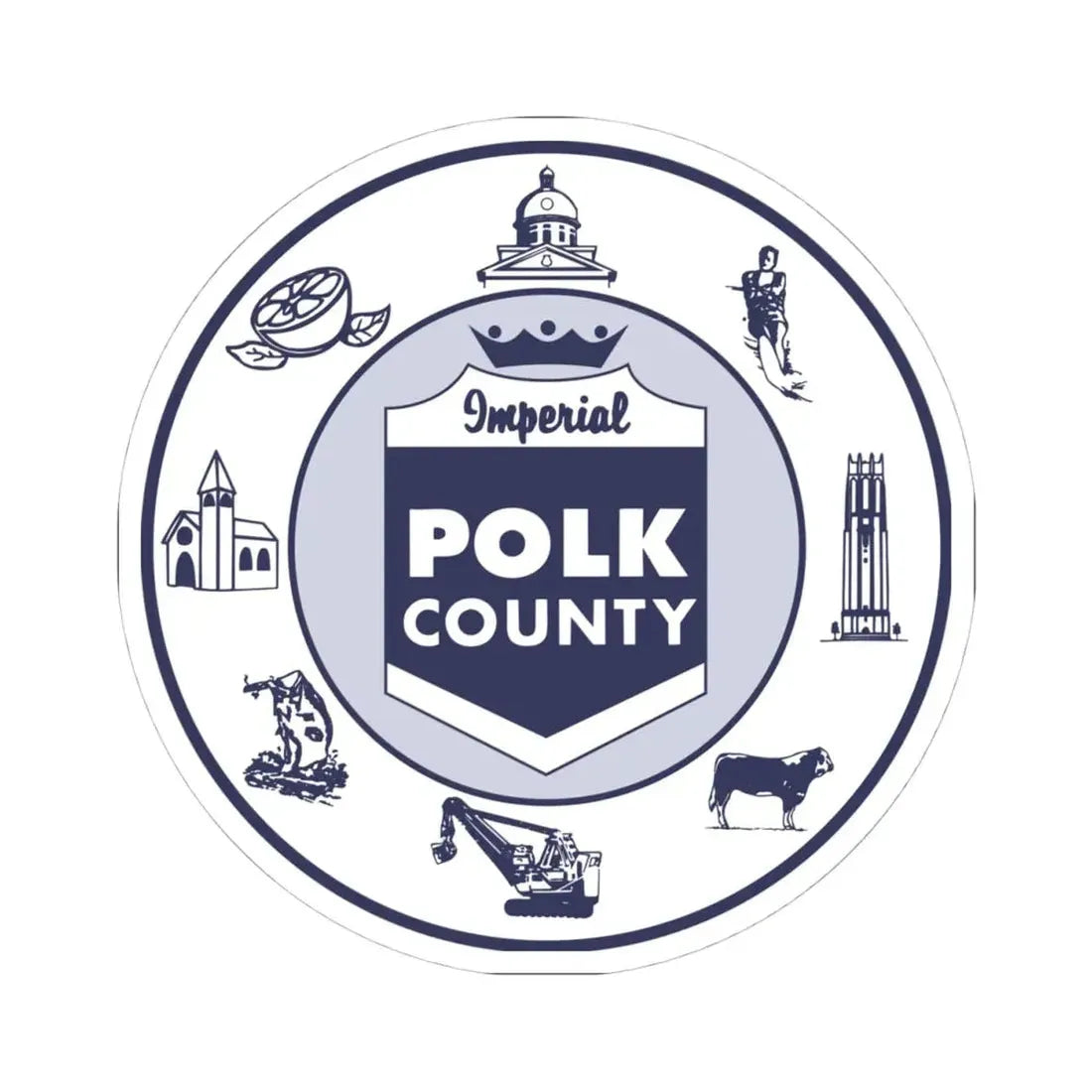 Seal of Polk County Florida (United States) STICKER Vinyl Kiss-Cut Decal 4 Inch White - The Sticker Space