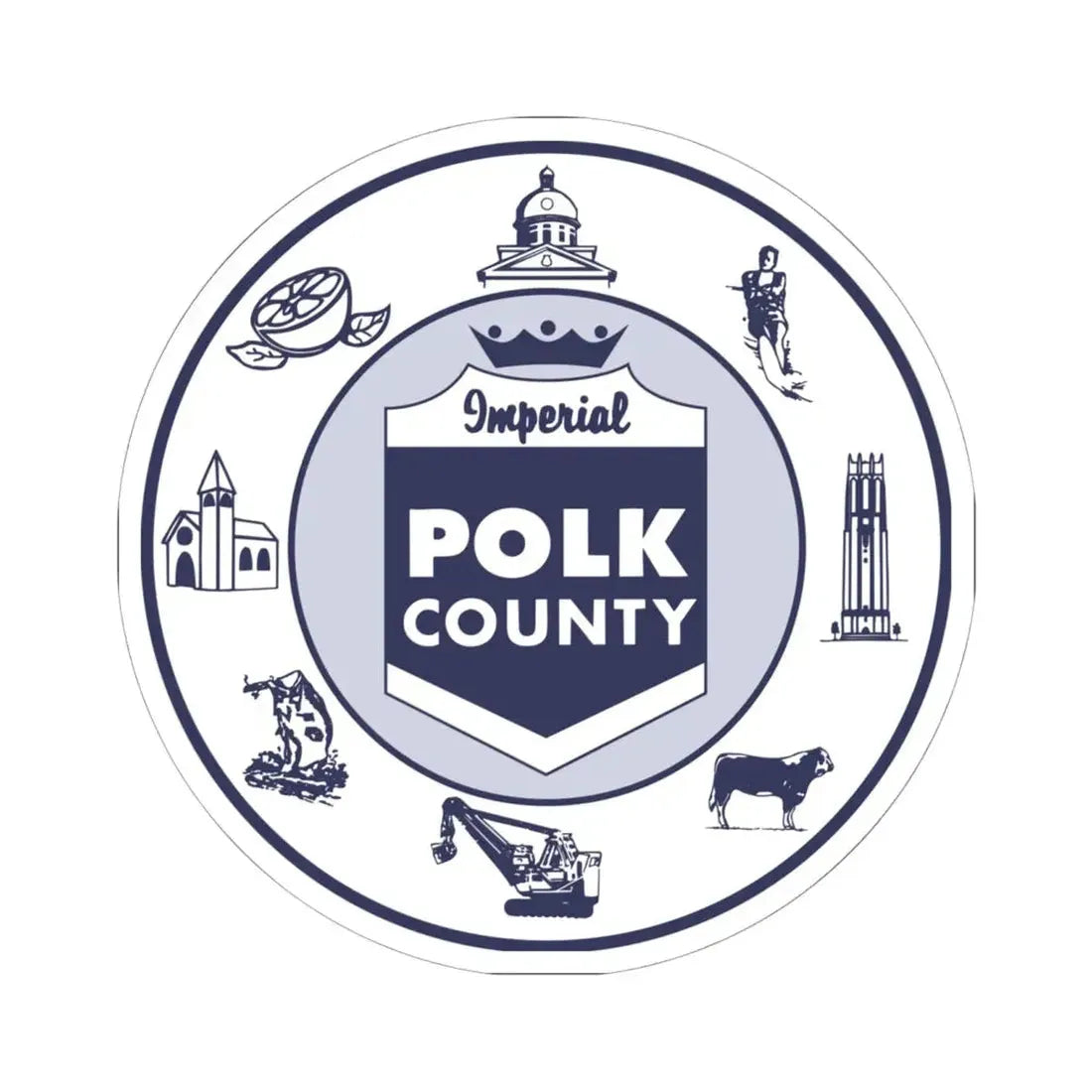 Seal of Polk County Florida (United States) STICKER Vinyl Kiss-Cut Decal 6 Inch White - The Sticker Space