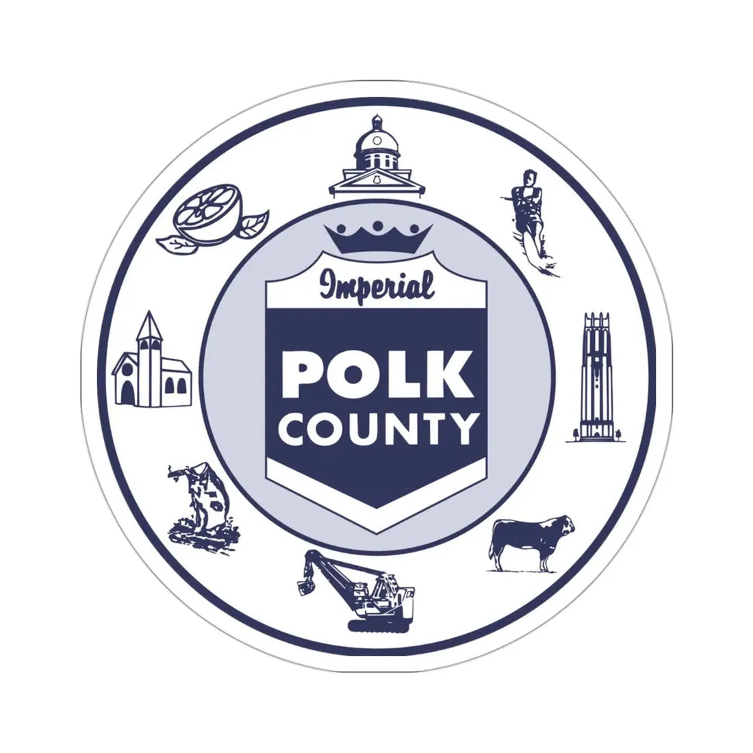 Seal of Polk County, Florida USA STICKER Vinyl Die-Cut Decal 3 Inch - The Sticker Space