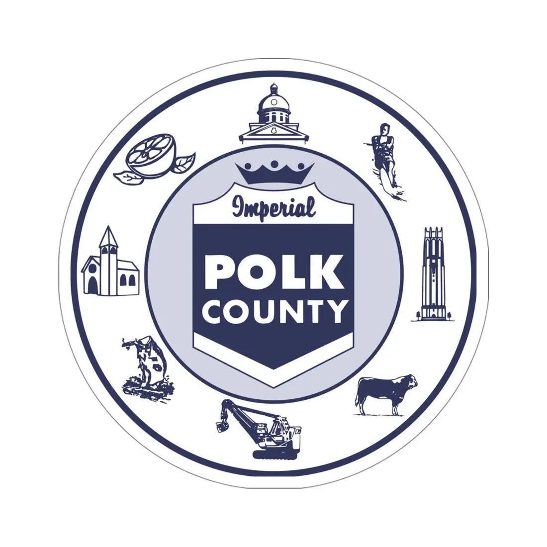 Seal of Polk County, Florida USA STICKER Vinyl Die-Cut Decal 4 Inch - The Sticker Space