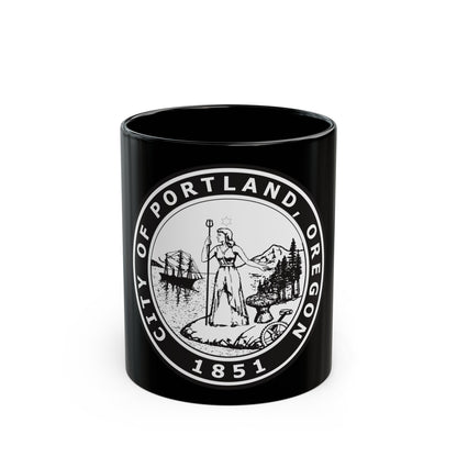 Seal of Portland Oregon - Black Coffee Mug-11oz-The Sticker Space