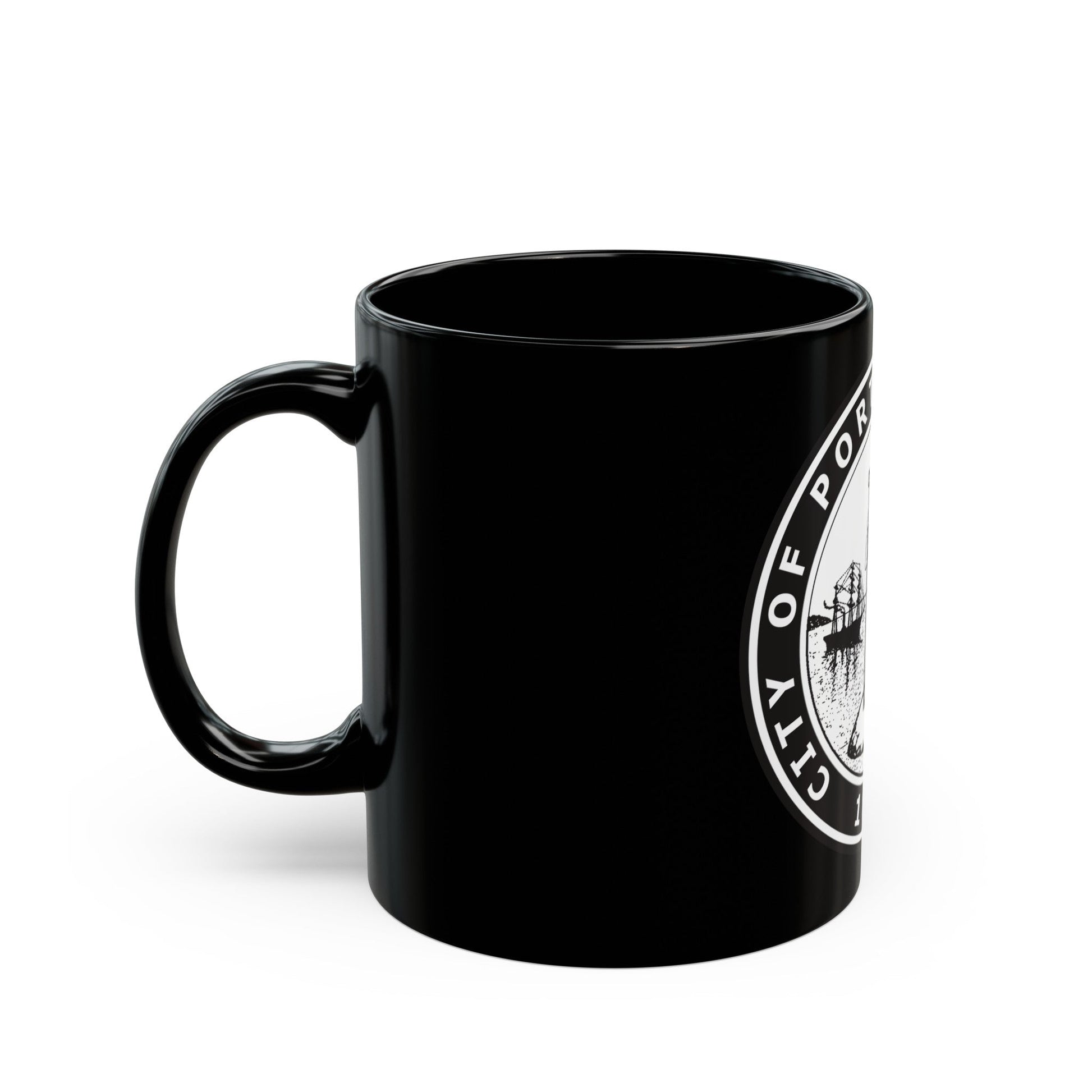 Seal of Portland Oregon - Black Coffee Mug-The Sticker Space