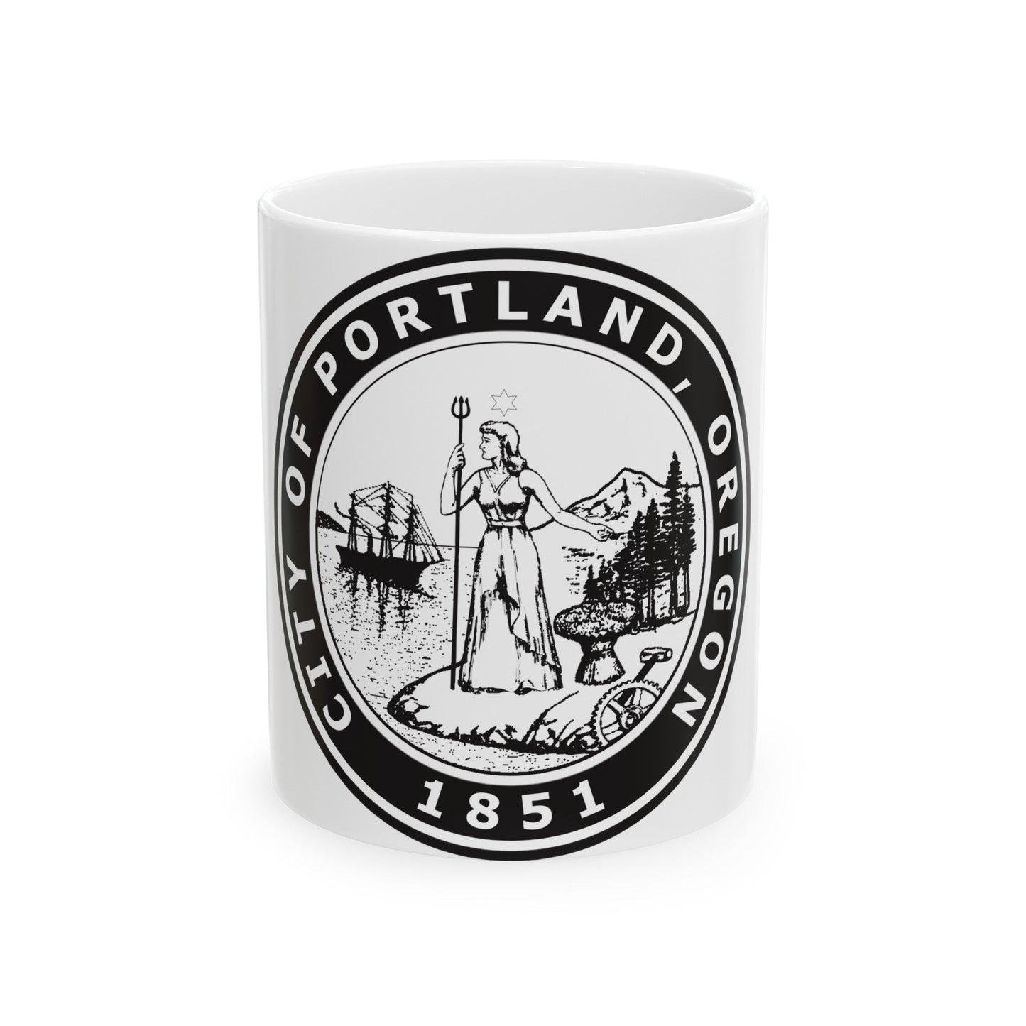 Seal of Portland Oregon - White Coffee Mug-11oz-The Sticker Space