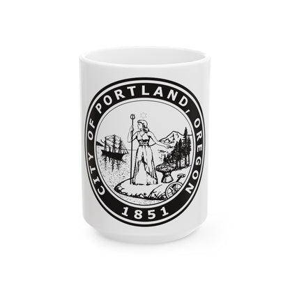 Seal of Portland Oregon - White Coffee Mug-15oz-The Sticker Space