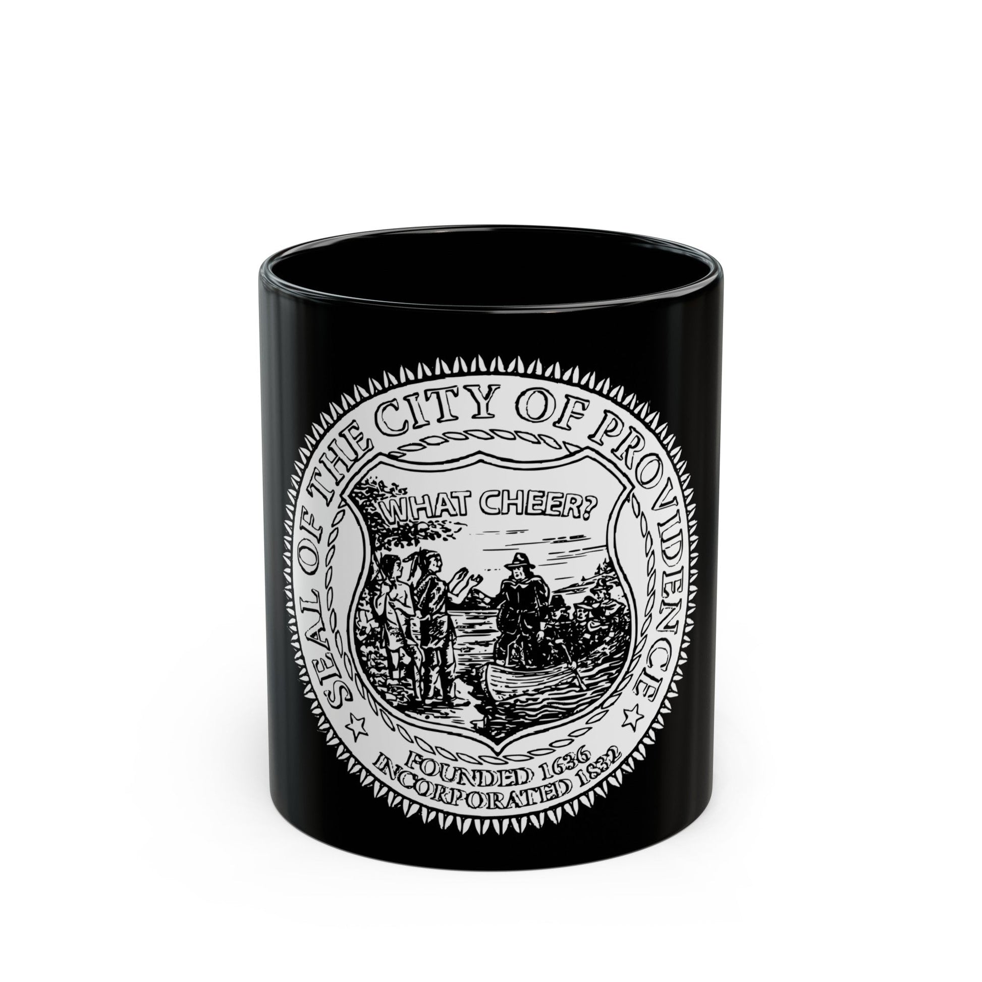 Seal of Providence Rhode Island - Black Coffee Mug-11oz-The Sticker Space