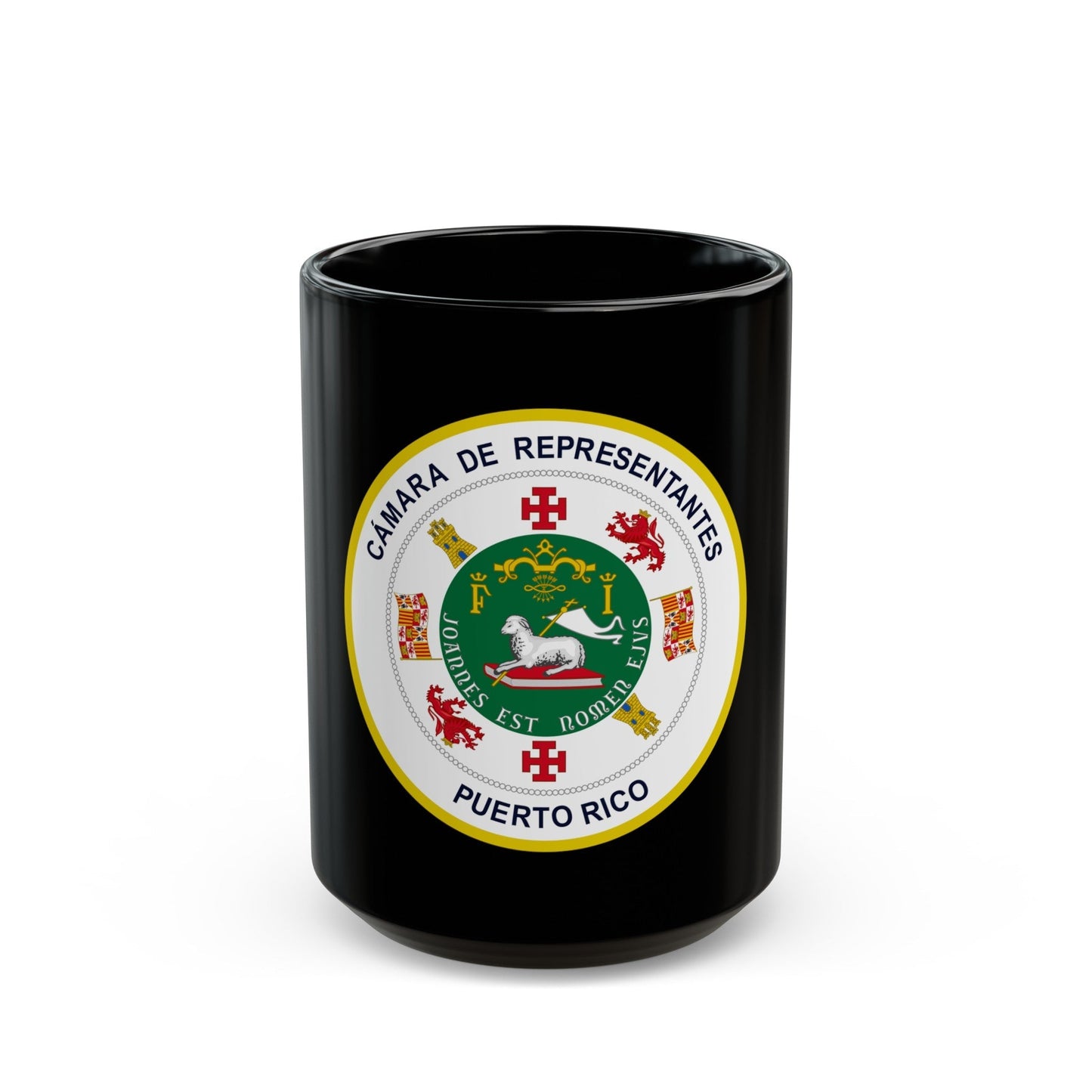 Seal of Puerto Rico House of Representatives - Black Coffee Mug-15oz-The Sticker Space