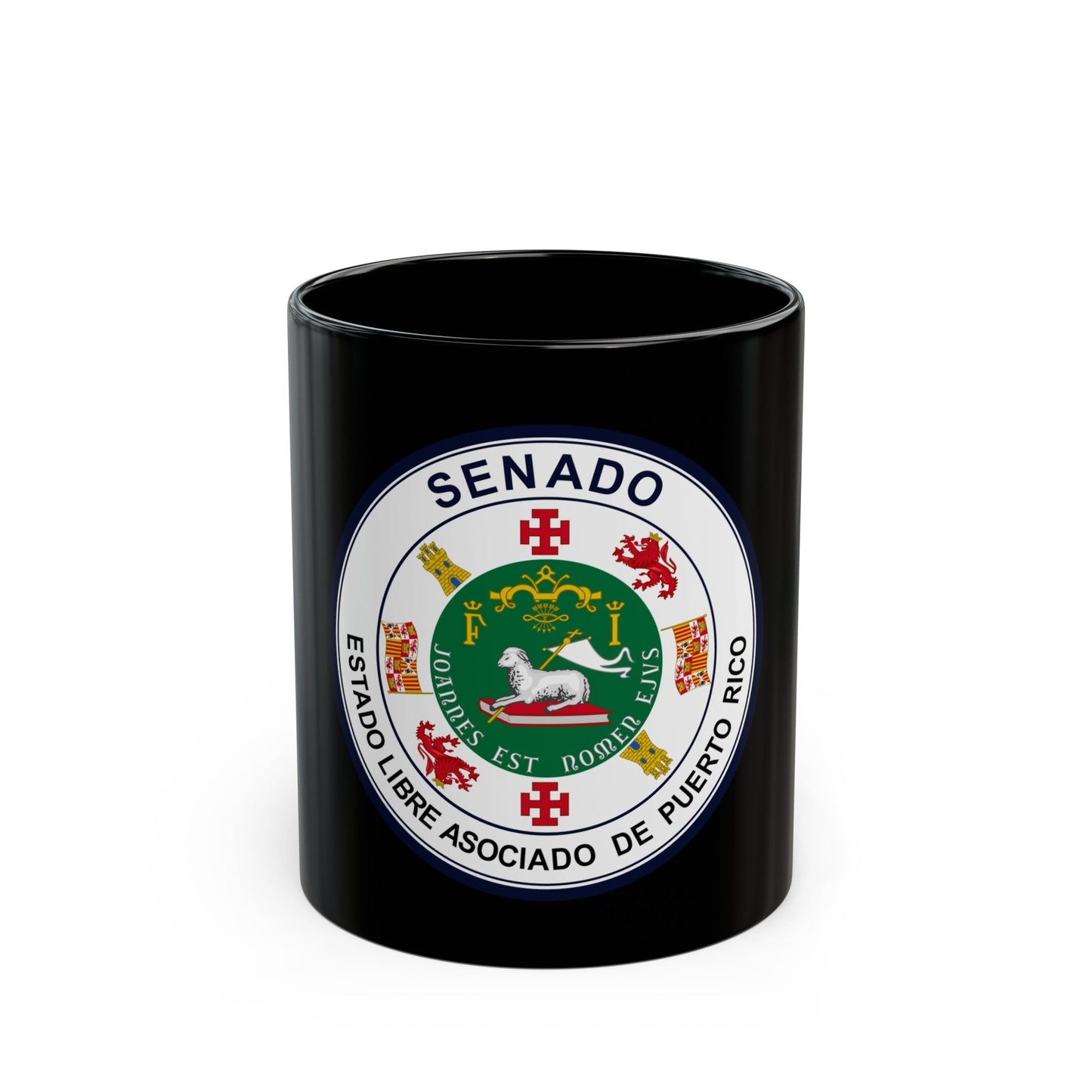 Seal of Puerto Rico Senate - Black Coffee Mug-11oz-The Sticker Space