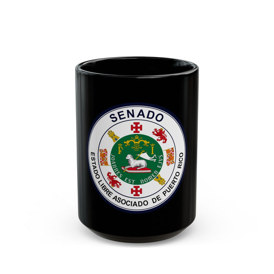 Seal of Puerto Rico Senate - Black Coffee Mug-15oz-The Sticker Space