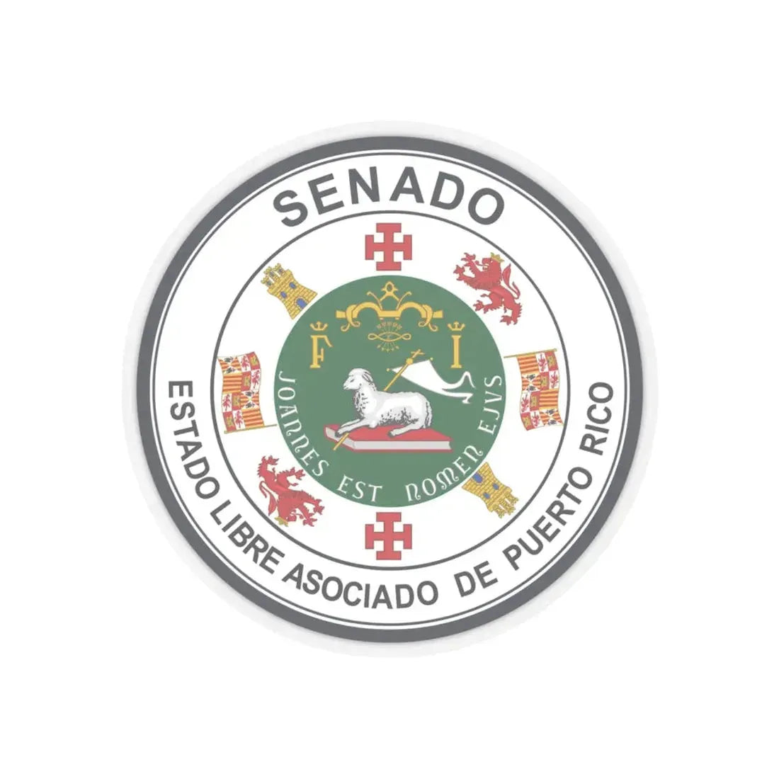 Seal of Puerto Rico Senate - STICKER Vinyl Kiss-Cut Decal 4 Inch Transparent - The Sticker Space