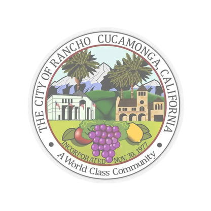 Seal of Rancho Cucamonga California - STICKER Vinyl Kiss-Cut Decal 3 Inch Transparent - The Sticker Space