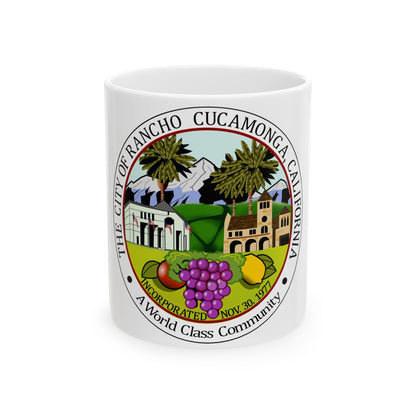 Seal of Rancho Cucamonga California - White Coffee Mug-11oz-The Sticker Space