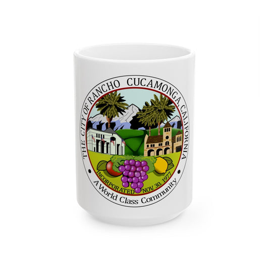 Seal of Rancho Cucamonga California - White Coffee Mug-15oz-The Sticker Space