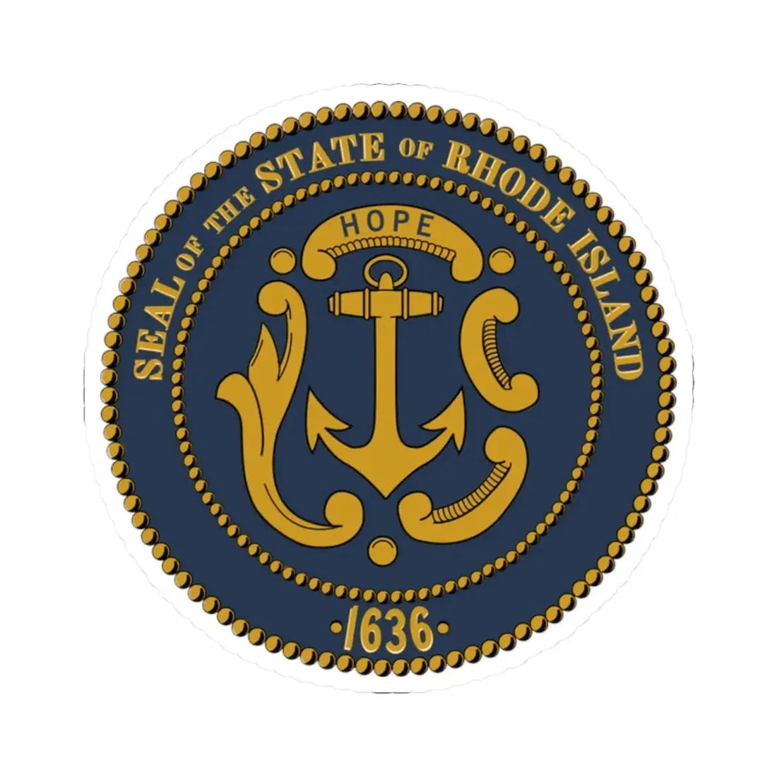 Seal of Rhode Island 2021 (United States) STICKER Vinyl Kiss-Cut Decal 2 Inch White - The Sticker Space