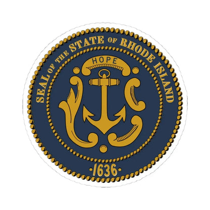 Seal of Rhode Island 2021 (United States) STICKER Vinyl Kiss-Cut Decal 4 Inch White - The Sticker Space