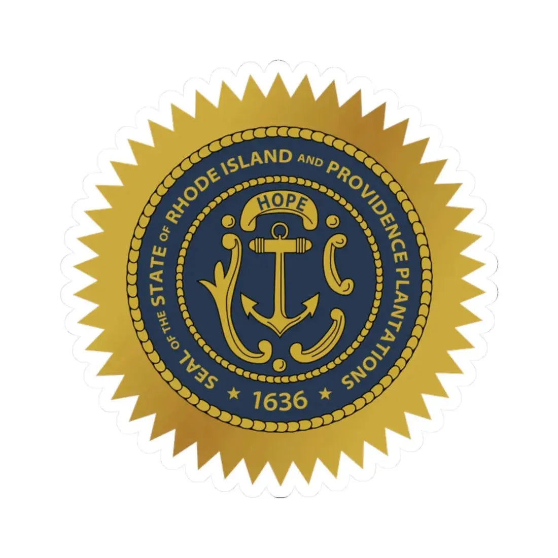 Seal of Rhode Island starburst (United States) STICKER Vinyl Kiss-Cut Decal 2 Inch White - The Sticker Space