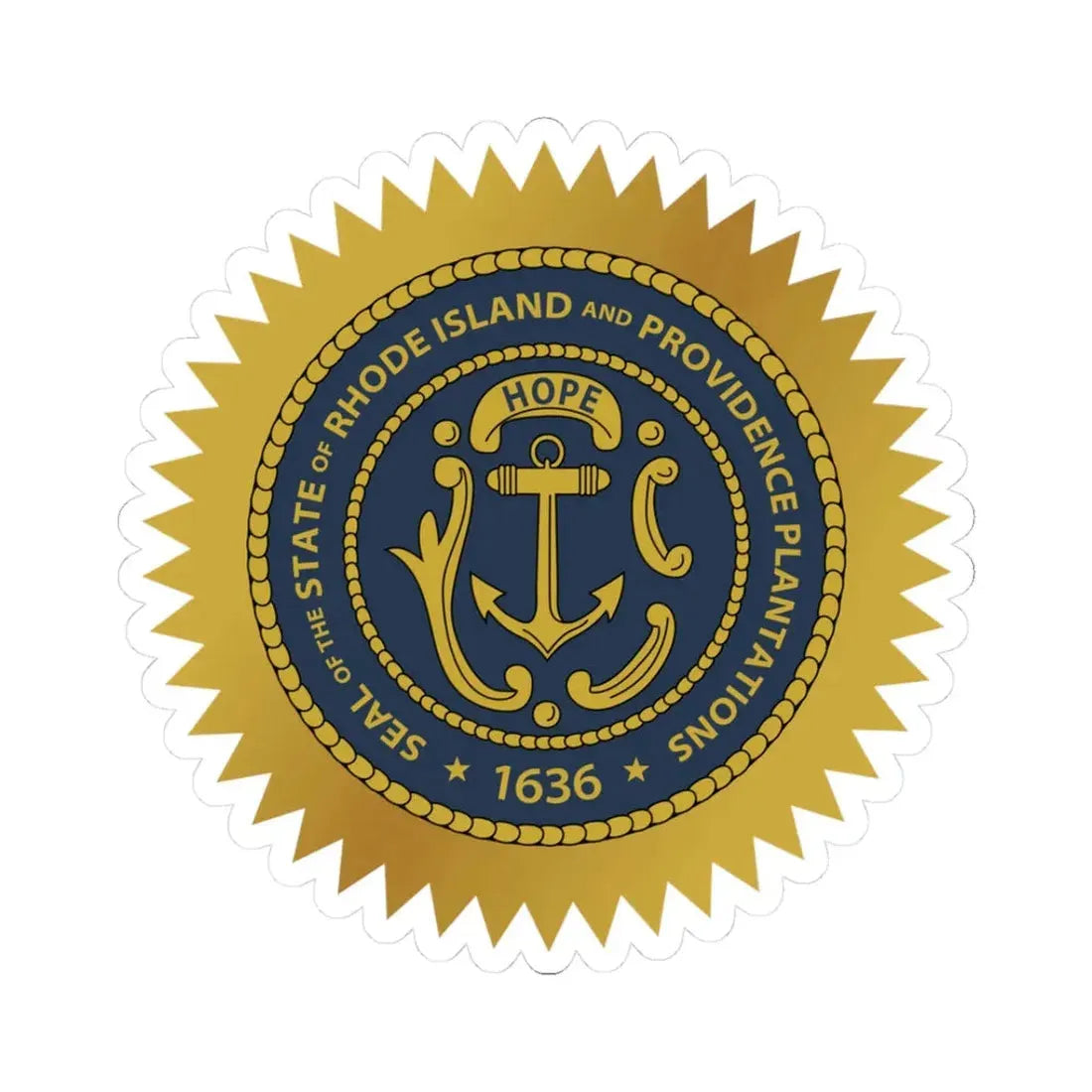Seal of Rhode Island starburst (United States) STICKER Vinyl Kiss-Cut Decal 3 Inch White - The Sticker Space