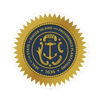 Seal of Rhode Island starburst (United States) STICKER Vinyl Kiss-Cut Decal 3 Inch White - The Sticker Space