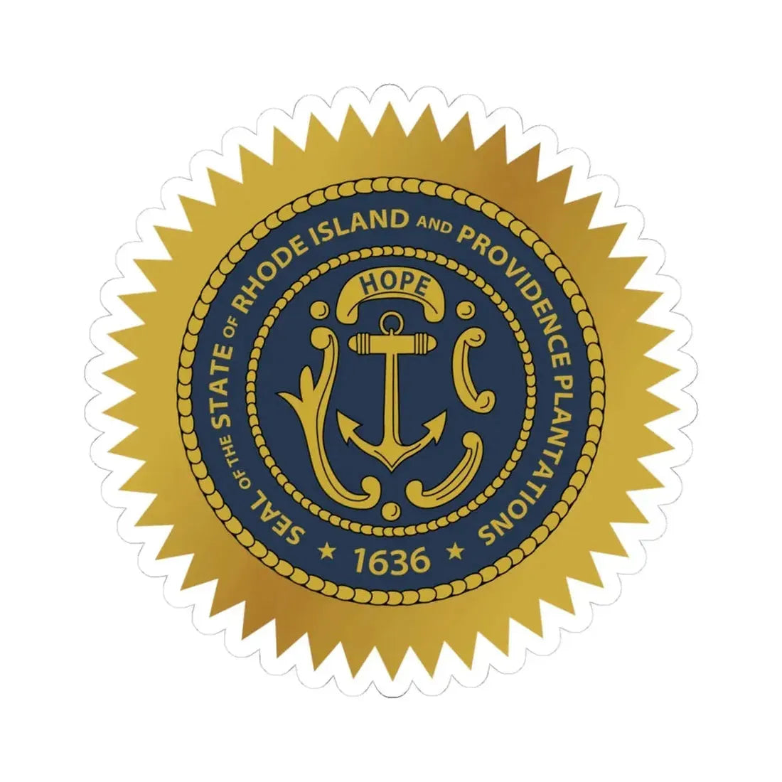 Seal of Rhode Island starburst (United States) STICKER Vinyl Kiss-Cut Decal 4 Inch White - The Sticker Space