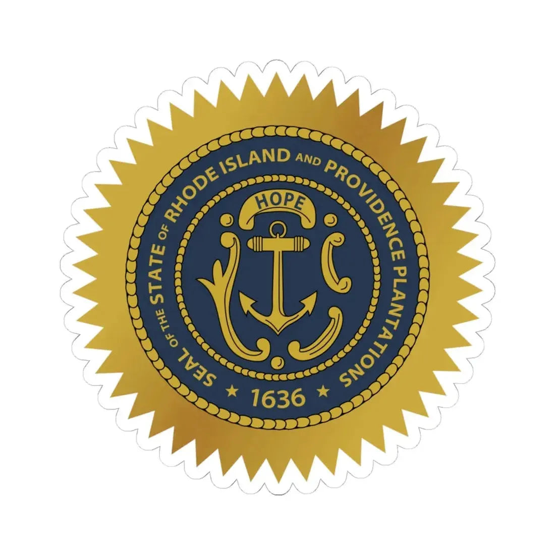 Seal of Rhode Island starburst (United States) STICKER Vinyl Kiss-Cut Decal 6 Inch White - The Sticker Space