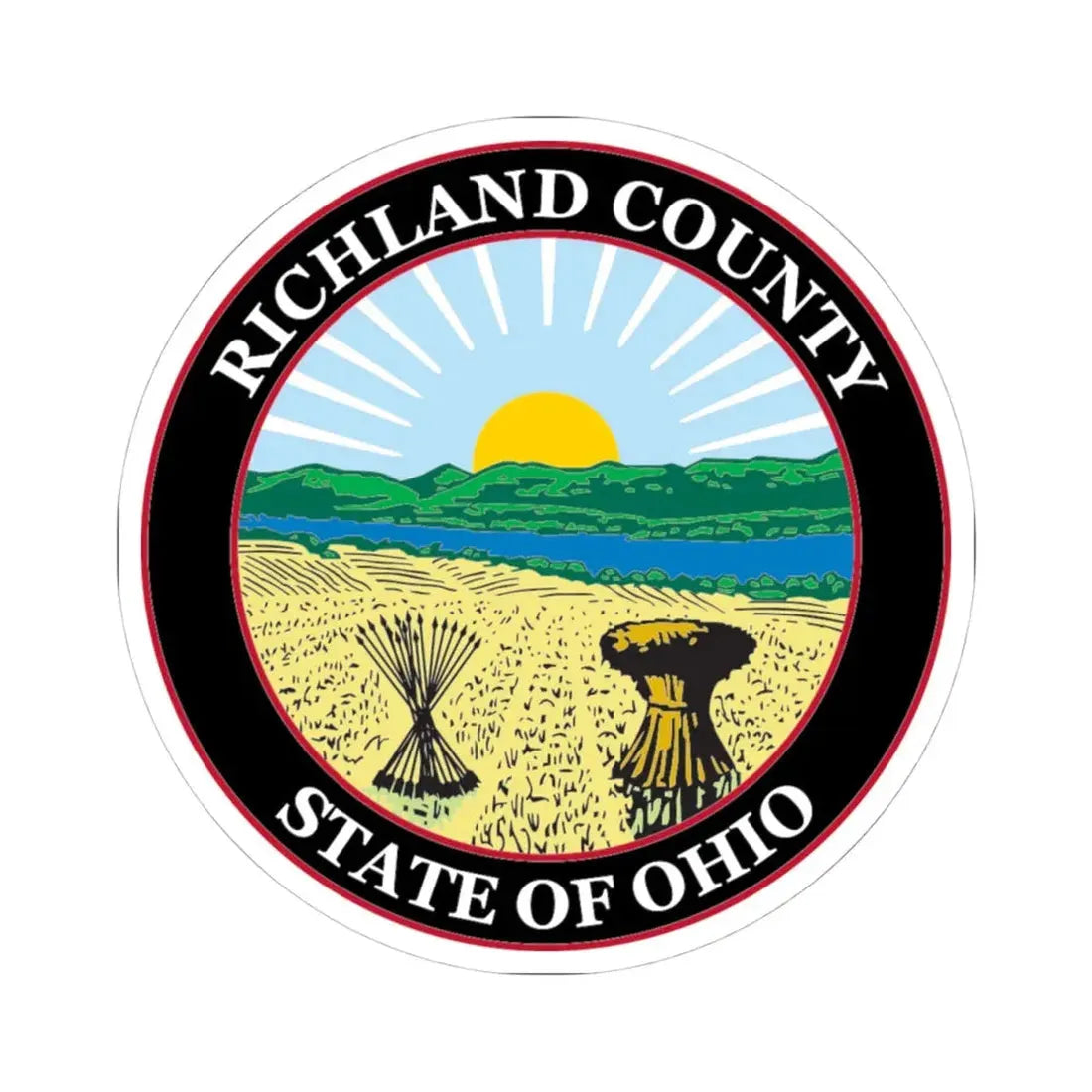Seal of Richland County Ohio (United States) STICKER Vinyl Kiss-Cut Decal 4 Inch White - The Sticker Space