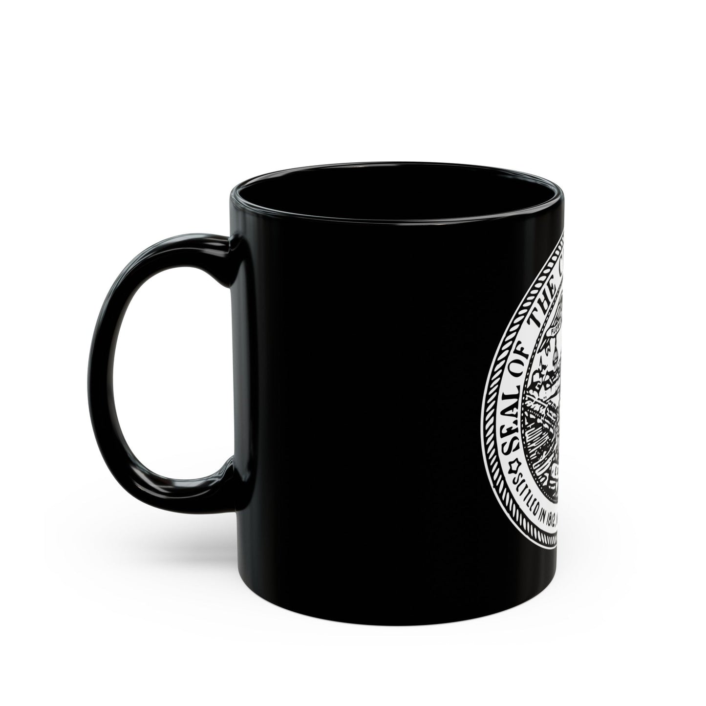 Seal of Rochester New York - Black Coffee Mug-The Sticker Space