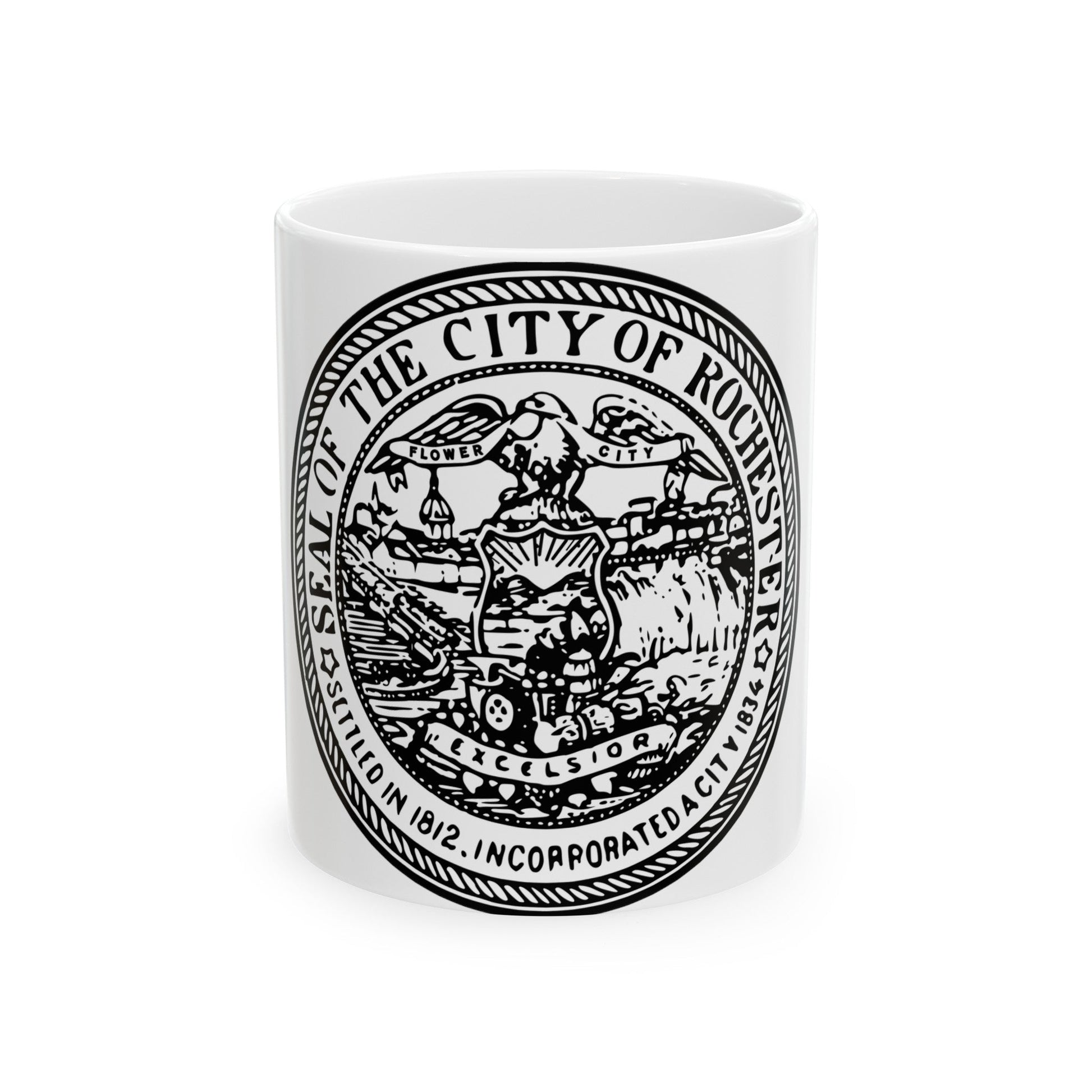 Seal of Rochester New York - White Coffee Mug-11oz-The Sticker Space