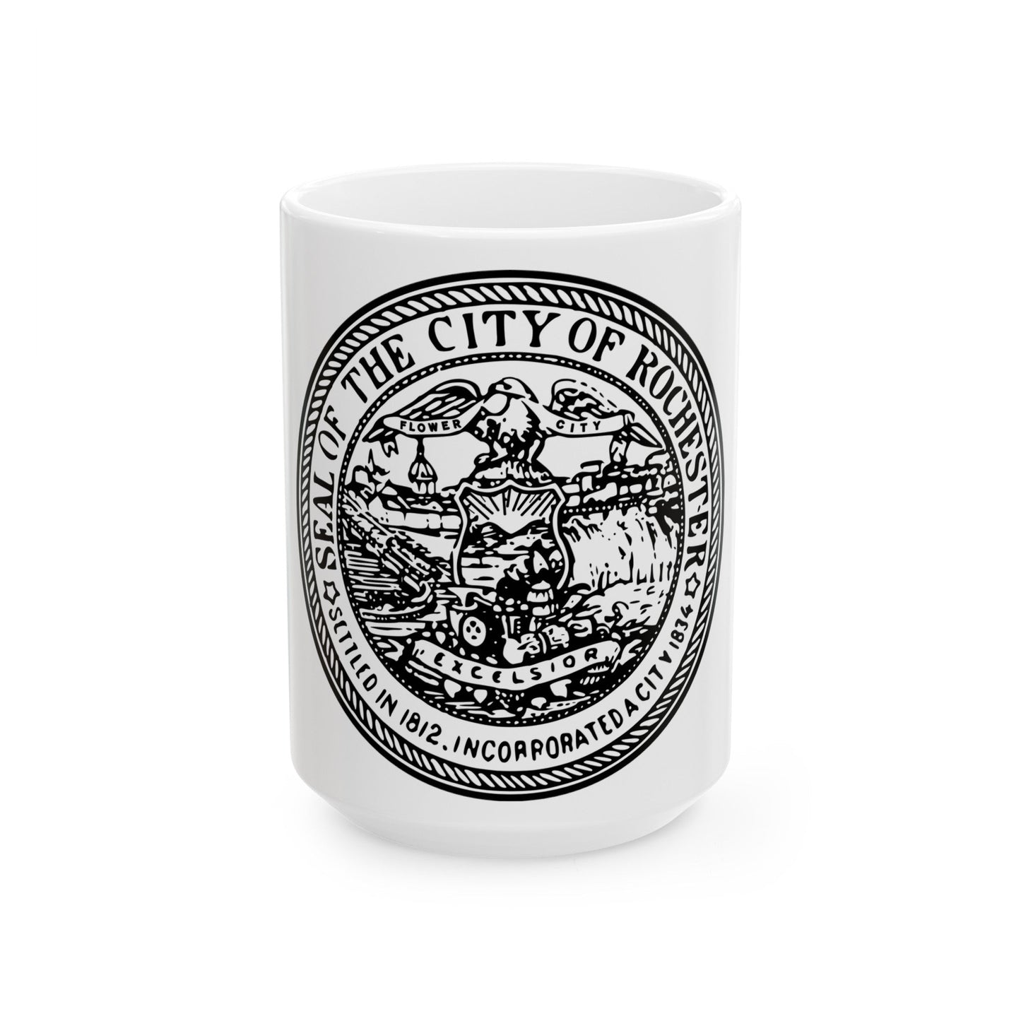 Seal of Rochester New York - White Coffee Mug-15oz-The Sticker Space